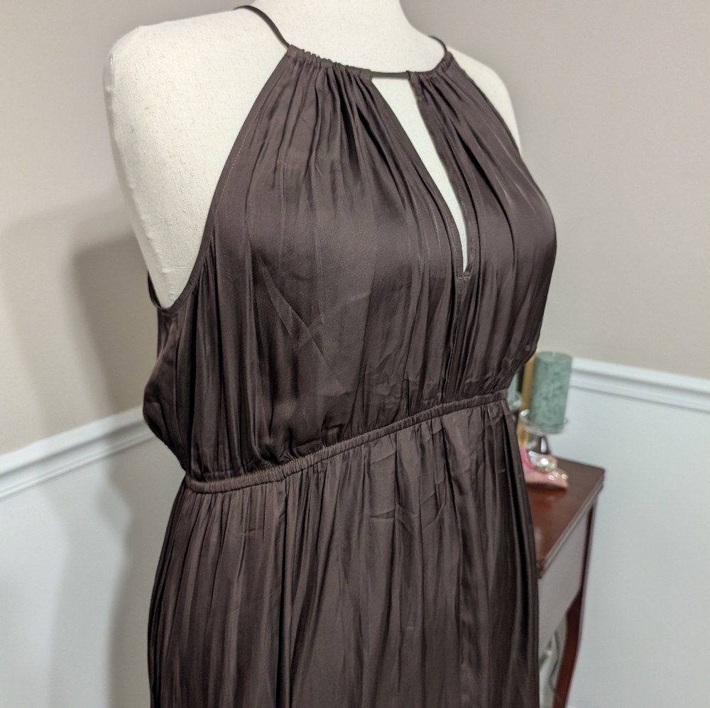 3/$30 Old Navy Brown Satin Halter Dress - Picture 3 of 8